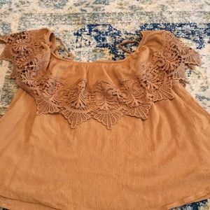 Mustard over shoulder top